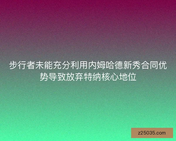 步行者未能充分利用内姆哈德新秀合同优势导致放弃特纳核心地位